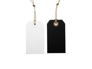 Two tags hanging isolated on transparent background