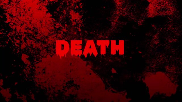 2D Death animation fantasy horror Loop Vj dark. Black and red background.