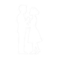 Romantic Couple Under Umbrella Silhouette Illustration