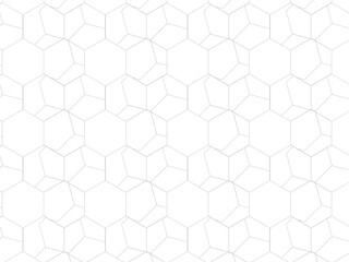 Fototapeta premium Seamless geometric pattern of irregular hexagons on white background abstract