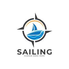 sailing logo vector template for corporate and tourist design