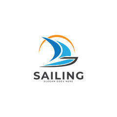 sailing logo vector template for corporate and tourist design
