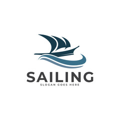 sailing logo vector template for corporate and tourist design