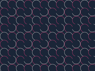 Obraz premium Seamless pattern of white and pink curved lines on dark blue background abstract