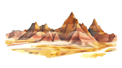 Badlands National Park. Badlands National Park hand drawn watercolor illustration