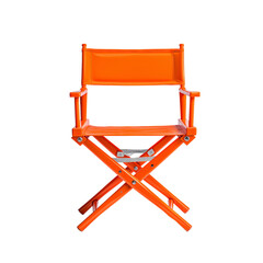Fototapeta premium Bright Orange Plastic Folding Director Chair isolated on a transparent background orange chair folding chair