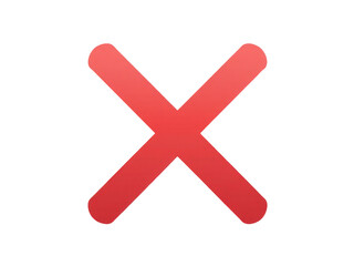 Fototapeta premium A bright red 'X' symbol on a clean white surface, ideal for indicating rejection or cancellation