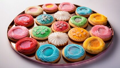 colorful frosted cookies in a circle
