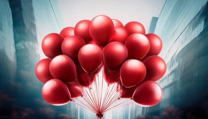 red balloons bunch celebration