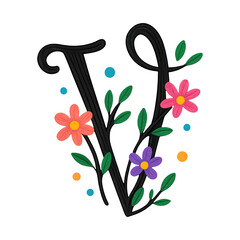 PNG Floral letter V illustration