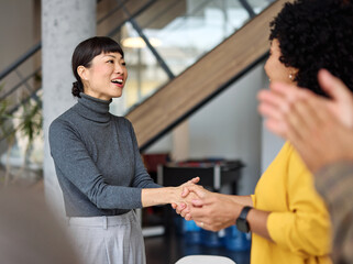 Group of  businesspeople having a meeting shaking hands handshake introducing each other and...