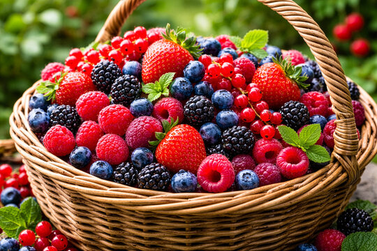 Basket of fresh mixed berries at harvest time - Powered by Adobe