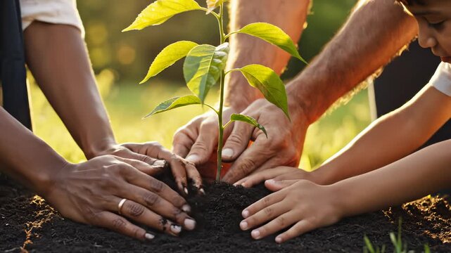 hands planting tree