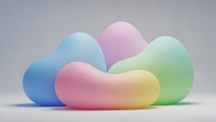 Abstract Soft Pastel Gradient Organic Shapes Arrangement on Minimal Grey Background