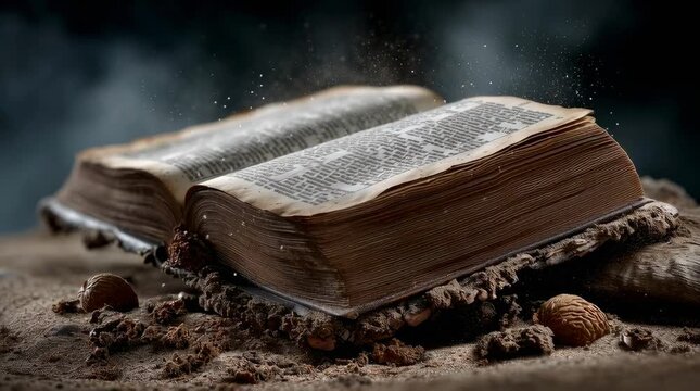 Cinematic Slider Shot of Open Scripture