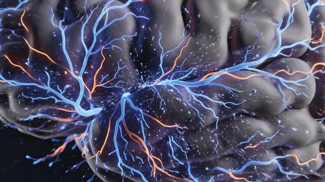 Human brain with neural activity