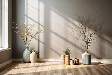 Minimal Home Decor with Vases and Bare Branches.