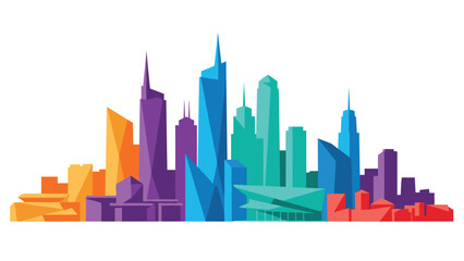 Obraz premium Colorful geometric skyline of modern cityscape in abstract design