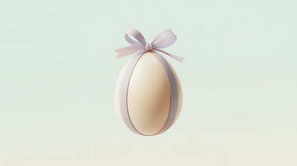  Minimalist Easter Egg with Lavender Ribbon Bow on Soft Pastel Background.