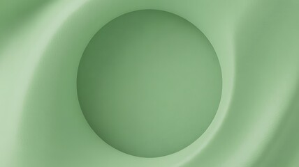 Abstract Sage Green Fabric Swirl with Circular Center Opening for Copy Space.