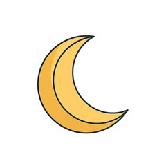 Crescent Moon Icon Simple Yellow Celestial Body Outer Space Night Sky Illustration