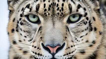 Obraz premium A majestic snow leopard in its natural habitat, blending elegance and stealth