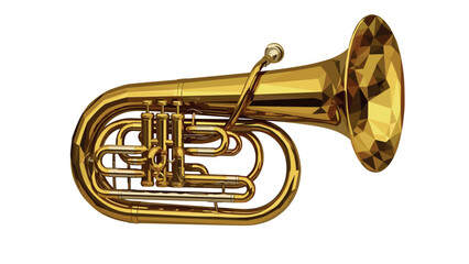 Low poly brass tuba on white background