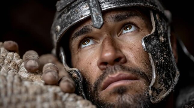 Roman Soldier Looking Up at Cross