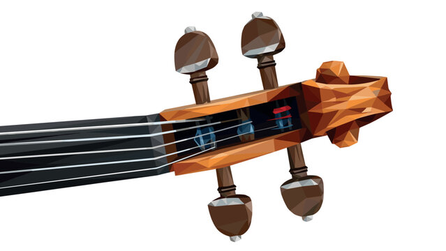 Low poly violin head with geometric design and detailed strings