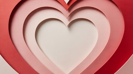 Romantic Layered Paper Cut Heart Shape in Red and Pink Tones.