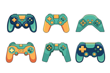 Game controllers. Gaming joystick logo collection © ManekiNeko
