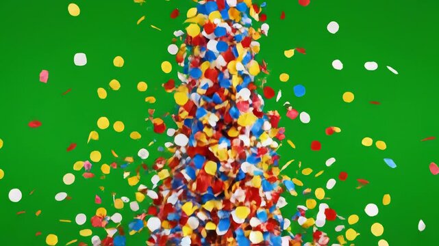 Colorful confetti on green background