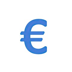 Obraz premium Blue euro symbol currency sign financial icon isolated on white background
