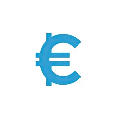 Obraz premium Blue Euro Currency Symbol Isolated on White Background Simple Icon
