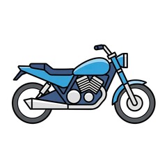 Blue Motorcycle with Chrome Accents on White Background Pixel Art