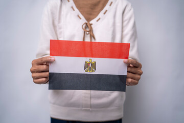 Hands Holding National Flag of Egypt