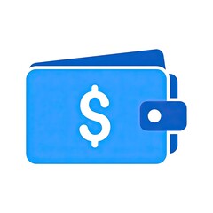 Blue Wallet with Dollar Symbol Digital Icon for Finance and Commerce