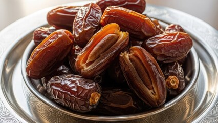 Bowl of Ripe Dates with Detailed Texture and Natural Lighting