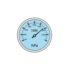Circular Barometer Gauge Measuring Atmospheric Pressure in Hectopascals with Blue Face and Black