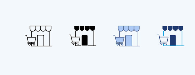 Reatil Shop Multiple Icon Illustration Vector