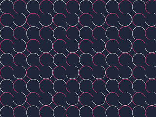 Obraz premium Repeating Pattern of Pink and White C Shapes on Dark Blue Background abstract geometric