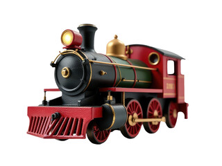 Obraz premium A close-up shot of a red and black train on a white background