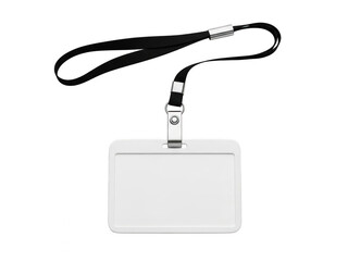 Blank id card with lanyard isolated on transparent background