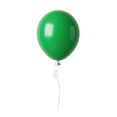 Single green balloon isolated on transparent background