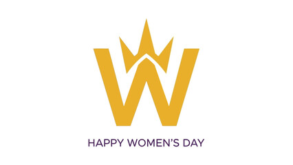 Obraz premium Golden crown w logo for happy women's day celebration with typography