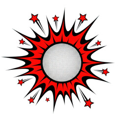 Dynamic red explosion with stars isolated on transparent background