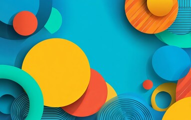 Vibrant abstract background with overlapping colorful geometric circles and rings shapes