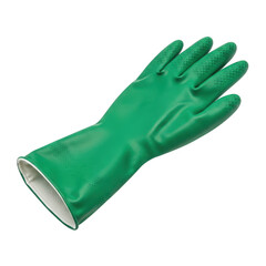 Green rubber glove isolated on transparent background