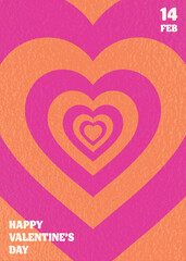 Valentine&rsquo;s Day greeting card with heart. Retro style design. Vector illustration