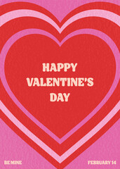 Valentine&rsquo;s Day greeting card with heart. Retro style design. Vector illustration